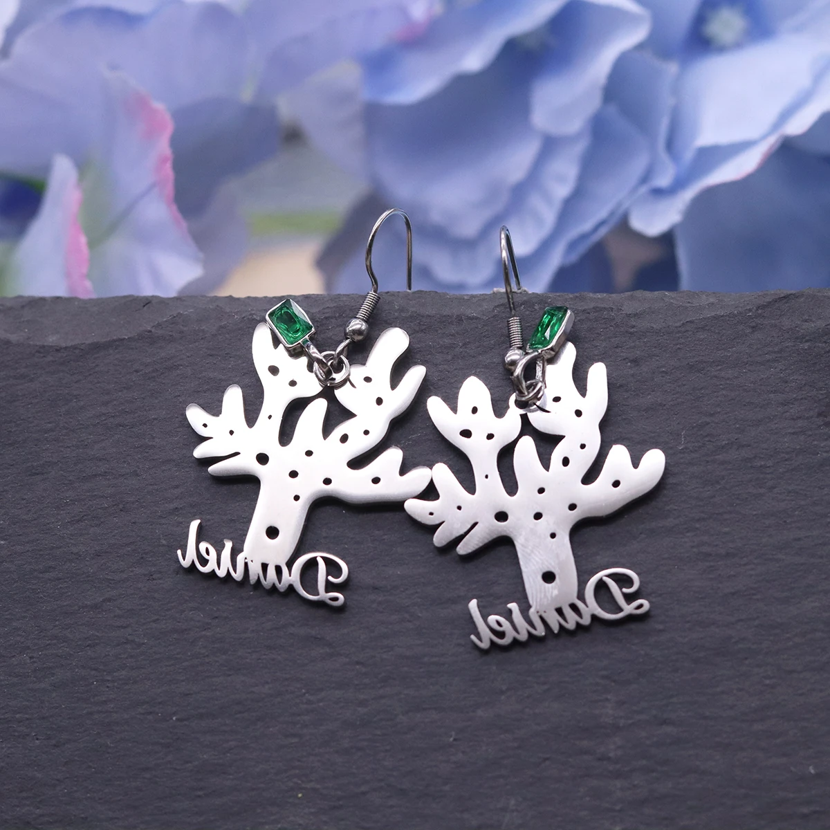 Chandler Bohemia Charm Custom Cursive Name Coral Branch Earrings Stainless Steel Personality Summer Beach Jewelry for Women
