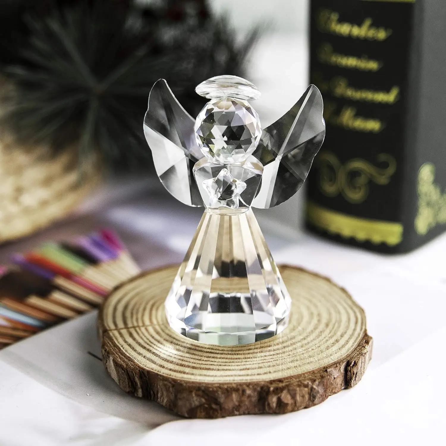 

Transparency Crystal Guardian Angel Statue Decoration Glass Angel Figurine Jewelry Art Collection Gift Home Decoration Ornaments