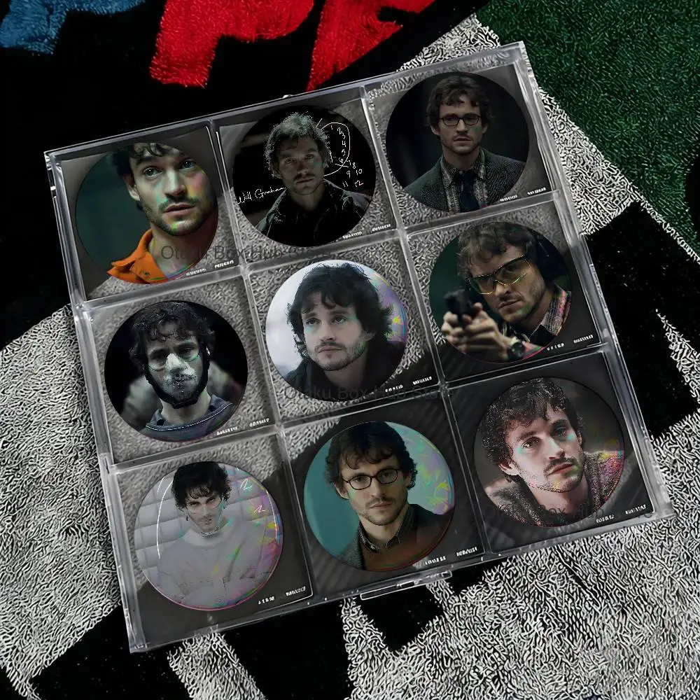 H-Hugh D-Dancy Will G-raham Creative Round Badge Button Pin Bag Decor Fans Collection Friends Gift Brooch