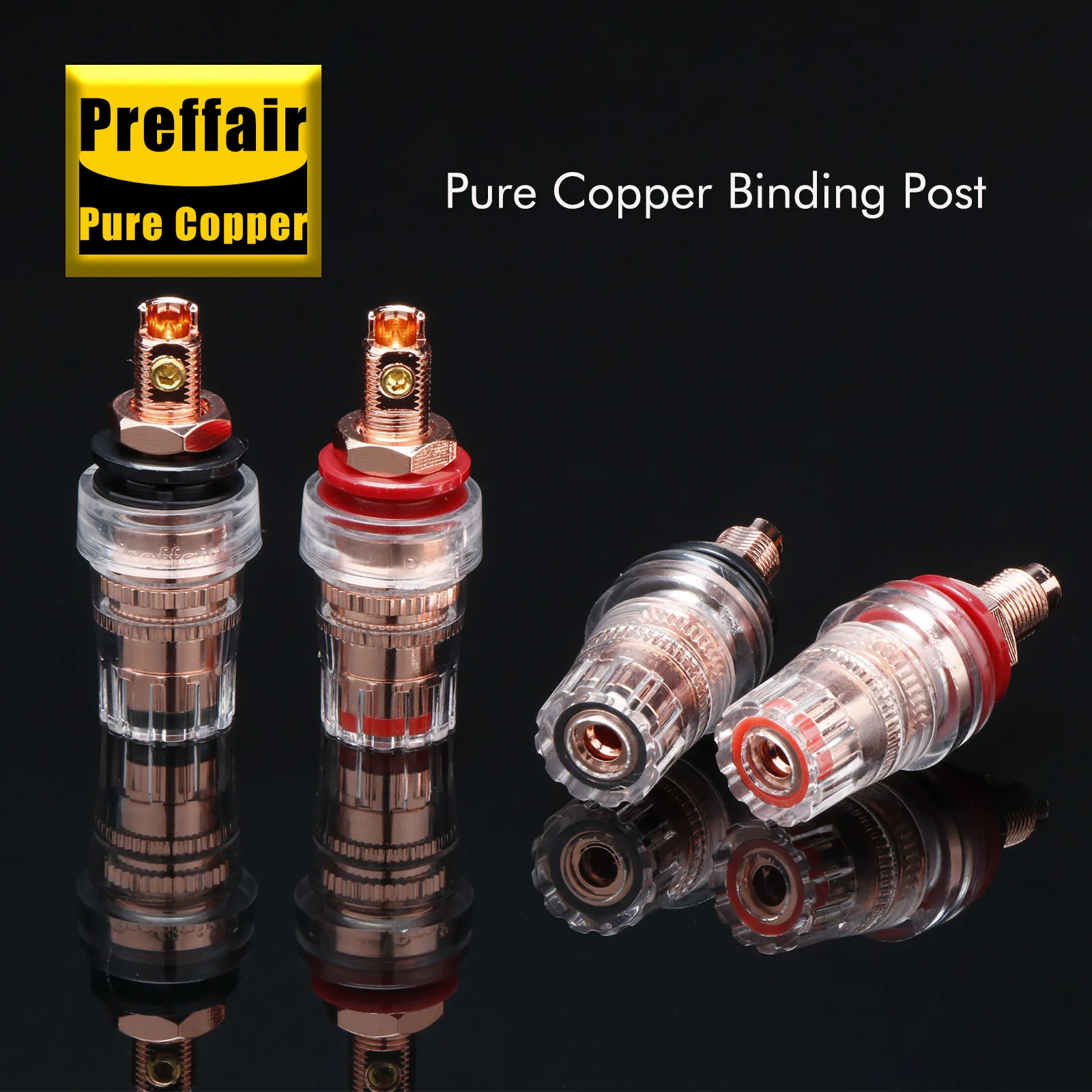 Pure Copper Binding Posts Speaker Connectors Terminal Solderless Short Banana Plug Hifi DIY