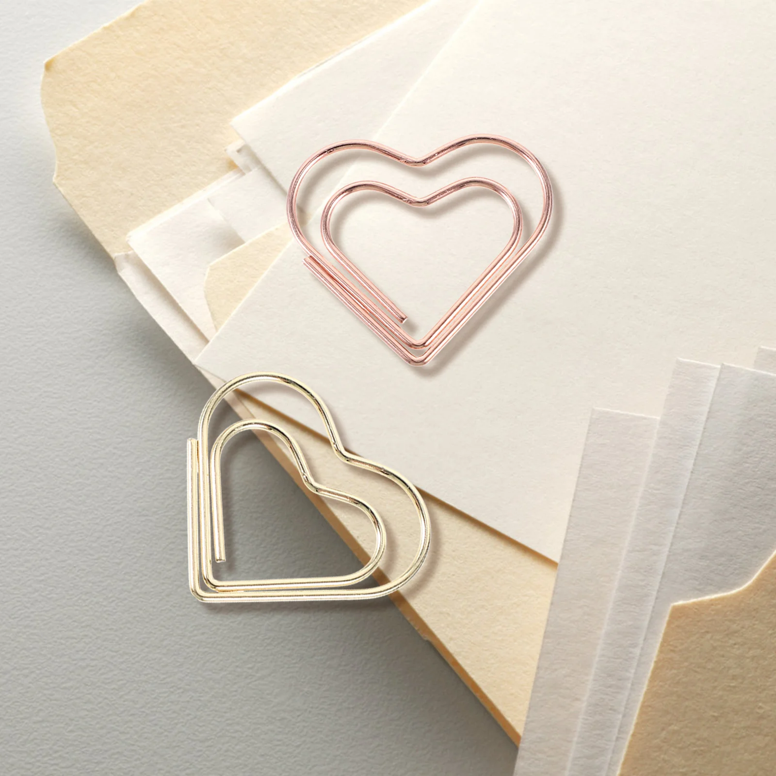 24Pcs Heart Paper Clips Creative Shaped Aluminium Alloy for Office Study Scrapbook Decorative Document Clips