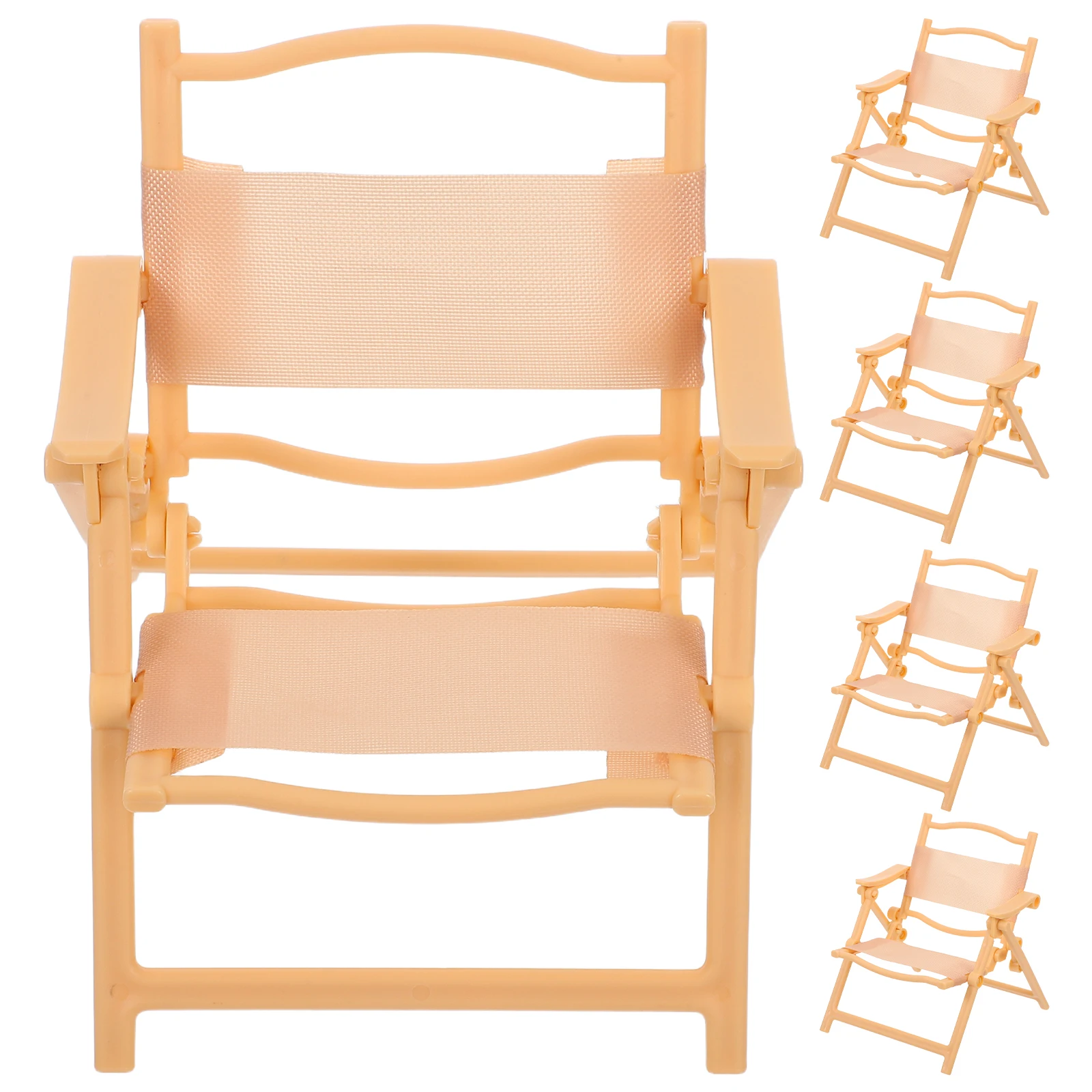 5pcs Miniature Folding Chairs For Dollhouse Furniture Mini Camping Beach Micro Landscape Recliner Kids Indoor Outdoor