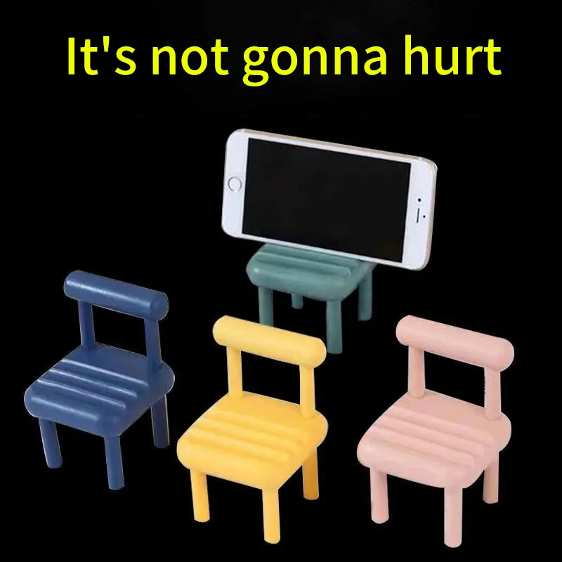 Phone Holder Small Chair Stool Lazy Person Mobile Phone Rack Cute Desktop Phablet Bracket Mini Detachable Gift Decoration