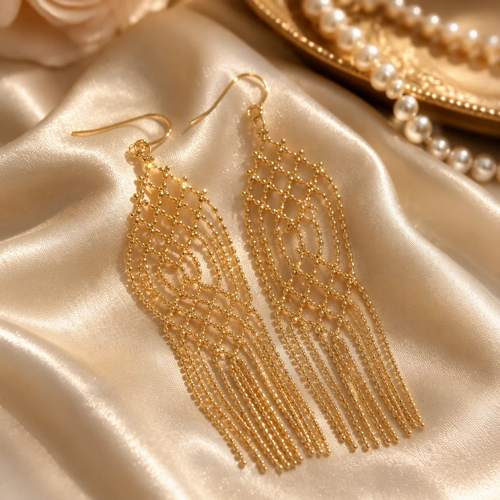 Goldenway Bespoke Luxury Lace Jewelry Collection 18K Gold Vermeil/925 Silver Tassel Earring/Necklace 14k Gold Filled Ring Choker
