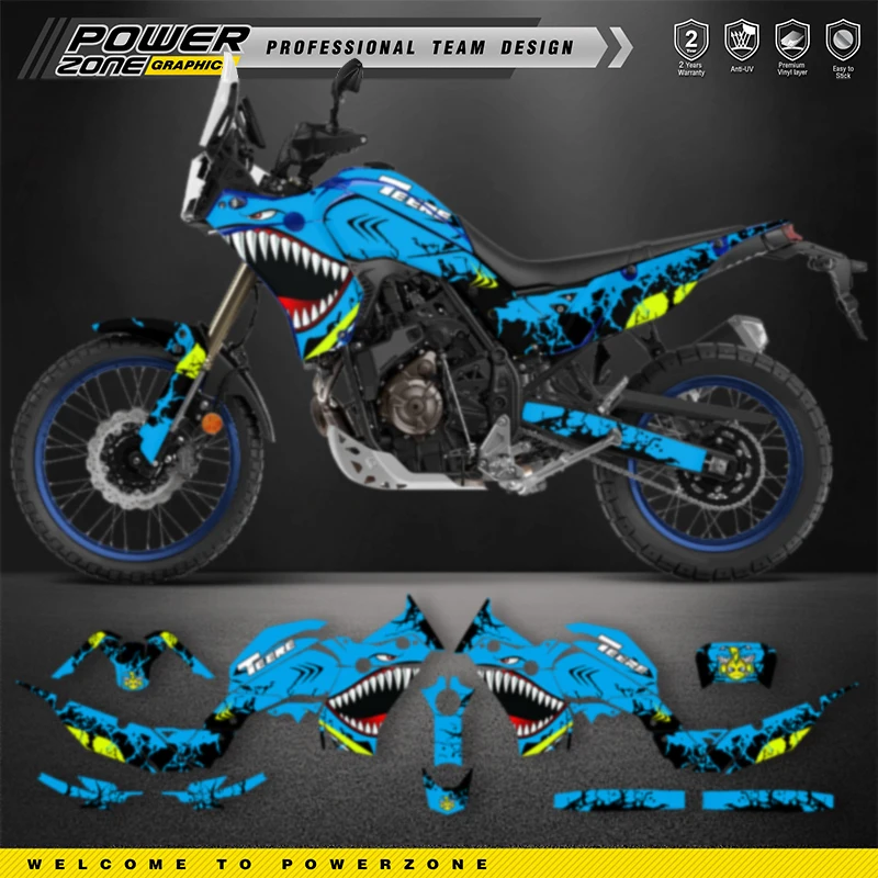 POWERZONE Custom Team Graphics Graphic Decals Sticker Kit DECO Dekor For YAMAHA T700 2018-2023 TENERE T700 Name Number 010