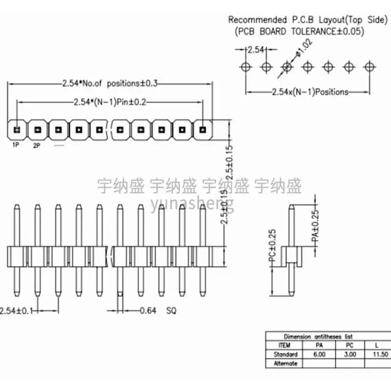 2.54 mm pitch 40 Pin 1x40 Single Row Male 2.54 Breakable Pin Header Connector Strip for Arduino Black 4P/8P/10P/12P/15P/20P/40P