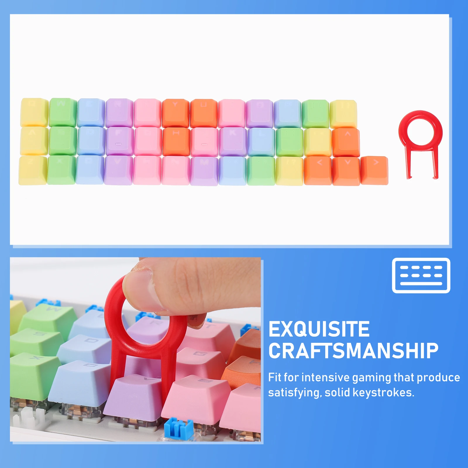 

Keycap Chic Keyboard Caps DIY Keycaps Kit Protector Replace Durable Word Through