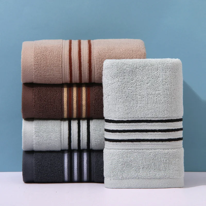 Pure Cotton Couple Towel, Luxury Stripes, 34x75cm, Grade, Soft, Home, Bathroom, Travel Gift, Facial Wash, 5Pcs