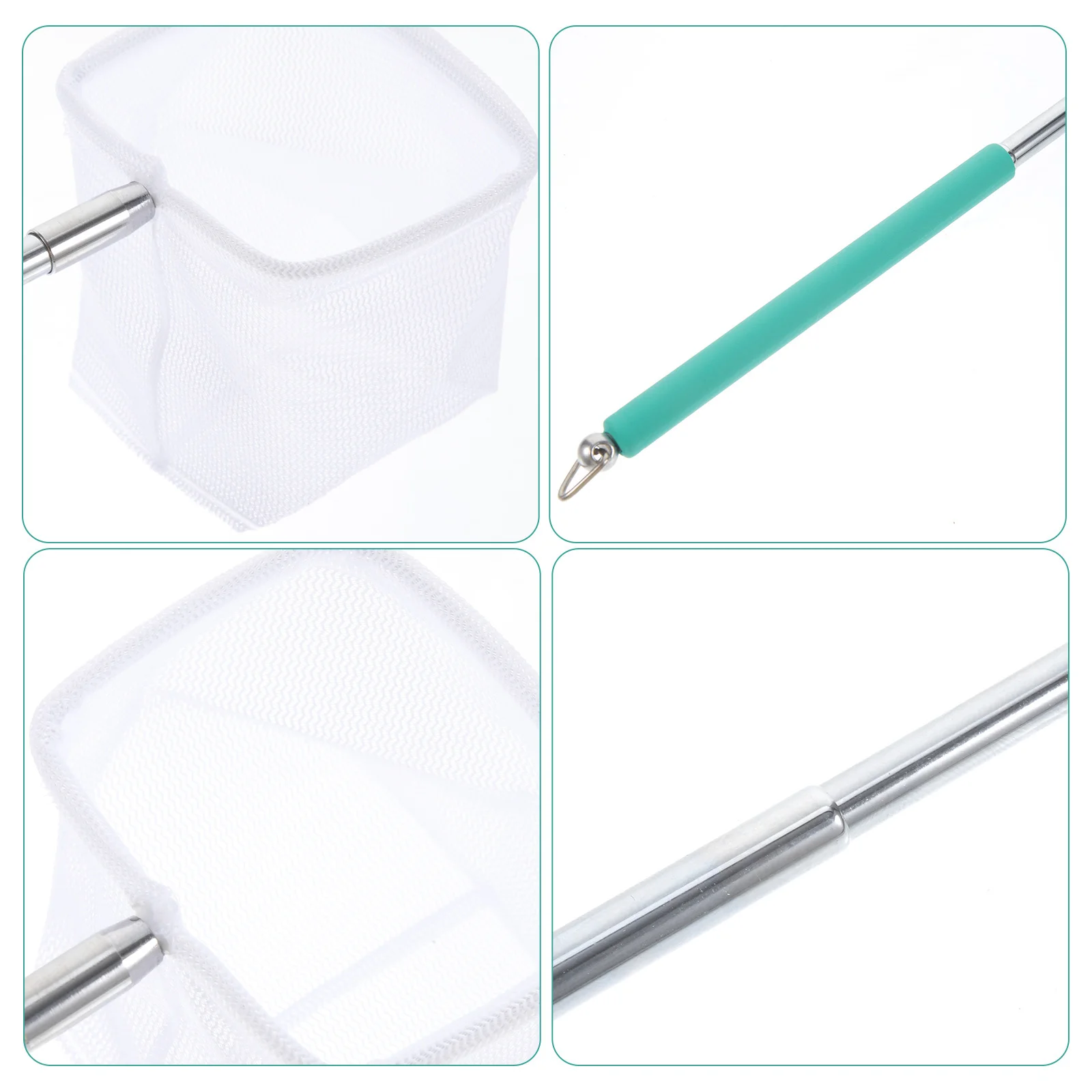 

Telescopic 3D Fishing Landing Net Square Mesh Unbreakable Stainless Steel Aquarium Handle Fish Shrimp Catching Net