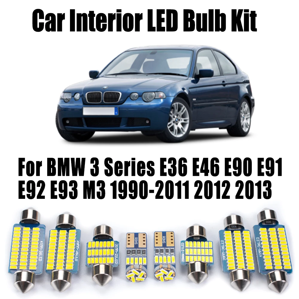 

Комплект светодиодных ламп Canbus для салона, карманного освещения, освещения багажника и чтения для BMW 3 серии E36 E46 E90 E91 E92 E93 M3 1990-2012, 2013 годов выпуска
