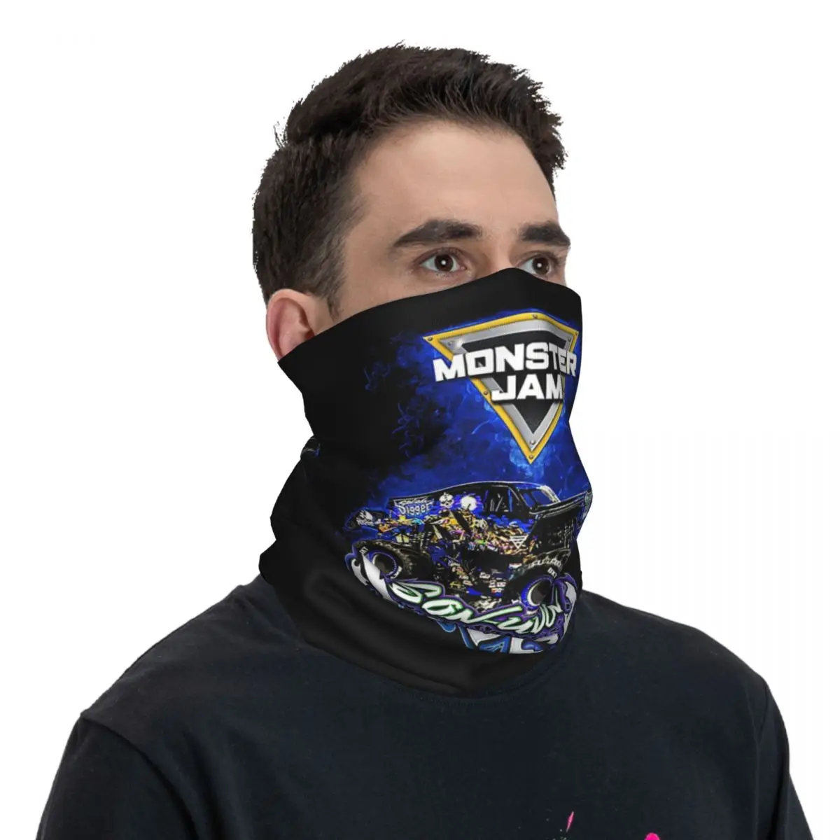 Classic Monster Jam Pattern Bandana Neck Gaiter Printed Magic Scarf Warm Balaclava Hiking Fishing Unisex Adult Winter