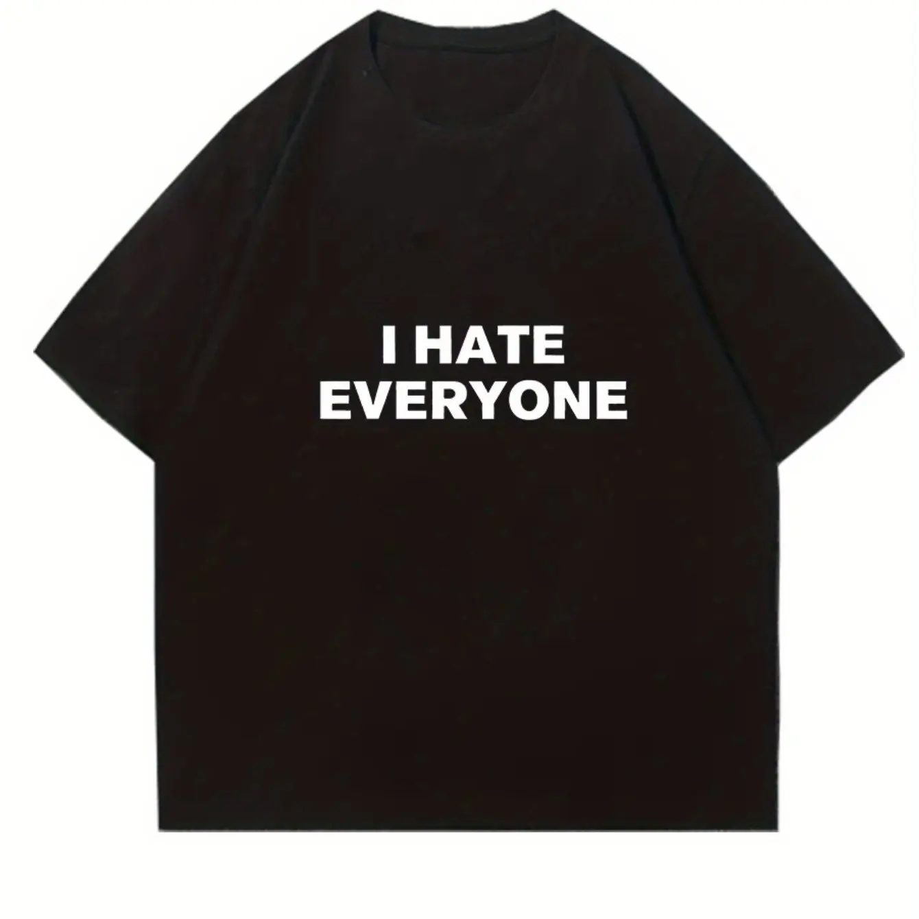 Y2K Bold I Hate Everyone Letter Print Black Cotton Oversized Unisex Grunge Street T-Shirt