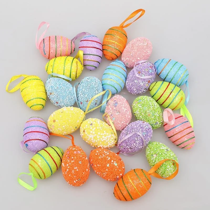 

Пасхальные декоративные яйца, трансграничная маркировка, шесть Па, намоточная линия, дизайн в полоску, пенопластовые яйца для вязания своими руками, материал Pas