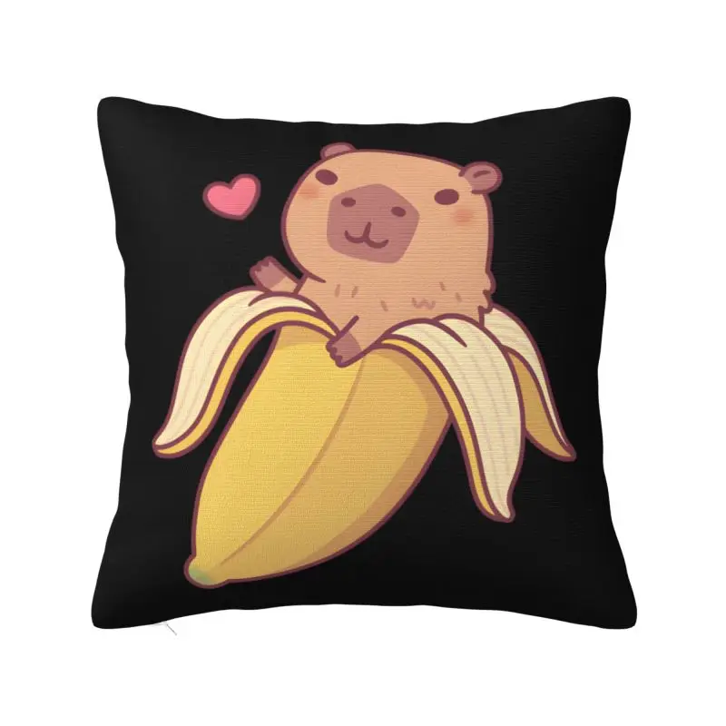 Luxury Cute Capybara In Banana Cushion Cover 60x60cm Velvet Throw Pillow Case for Car Square Pillowcase Bedroom Decoration