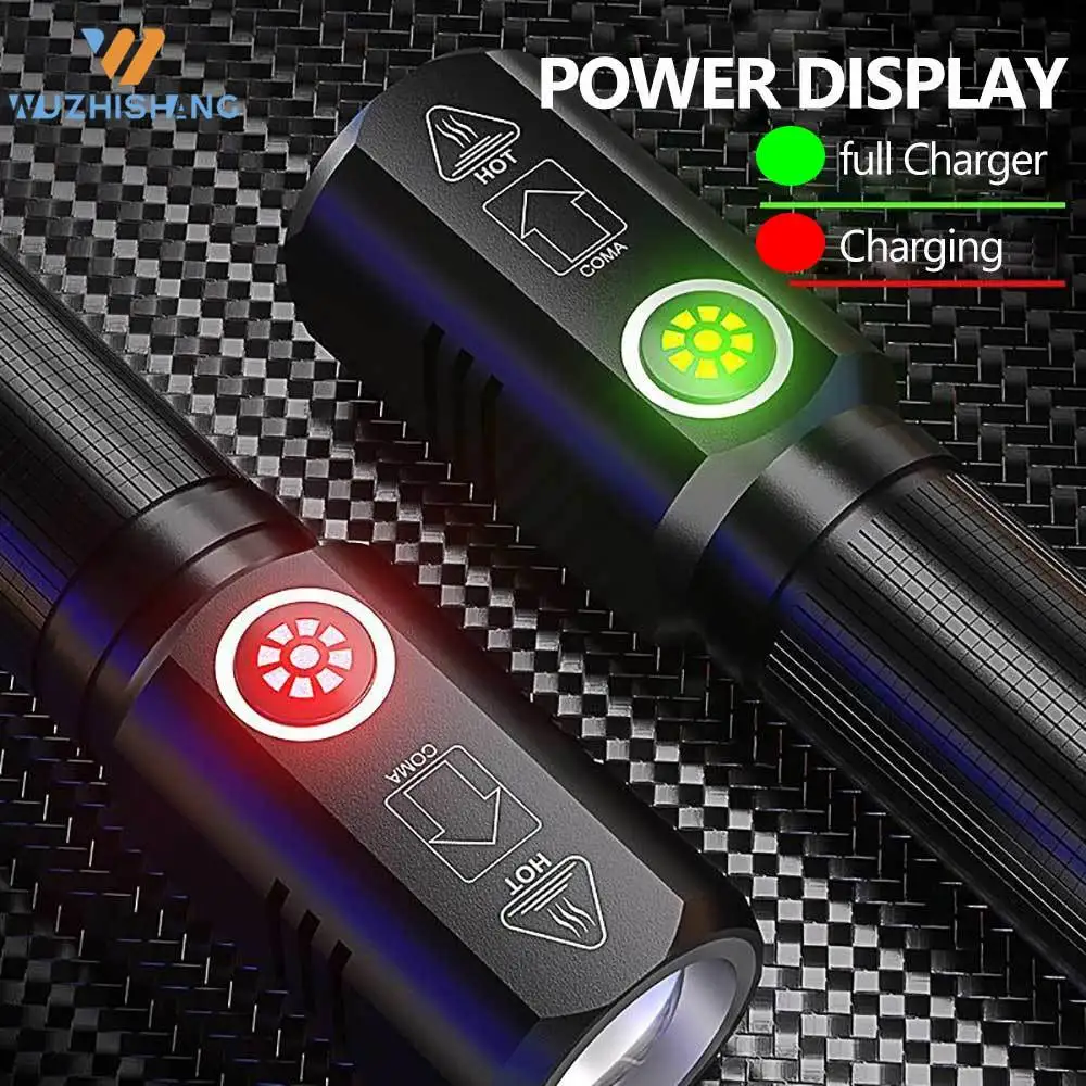 10000000 Lumens Led Flashligh 3 Modes XHP50 TYPE-C Rechargeable Built in 18650 Battery Torch For Outdoor Fishing Hunting Camping