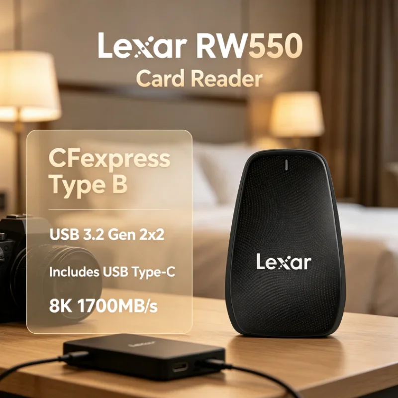 Lexar RW550 High Speed 8K 20Gbps USB 3.2 Gen 2x2 CFexpress Type B Reader USB Type-C CFexpress Card Reader for Data Transfer