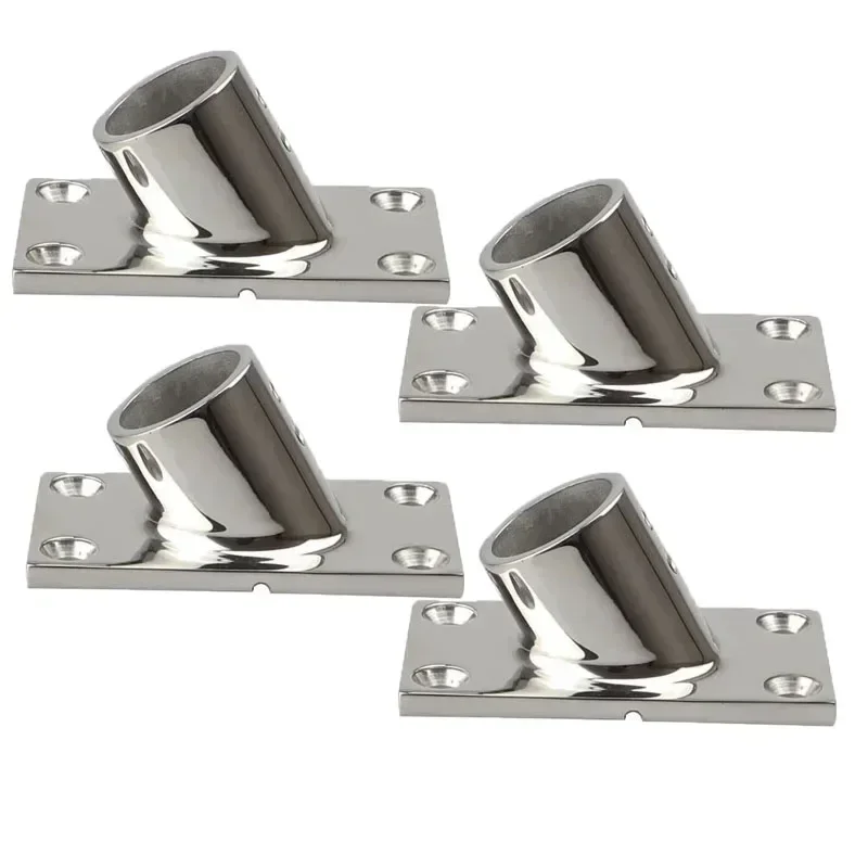 4pcs 22mm/25mm Heavy Duty 316 Stainless Steel Boat Deck Handrail Square Base Rail Fitting for 7/8'' or 1''- 60 Degree