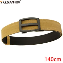 TUSHI-Cinturón de pistola militar para hombre, hebilla automática de Metal, nailon resistente, cinturón táctico para exteriores, informal pretina IPSC, 140cm, nuevo