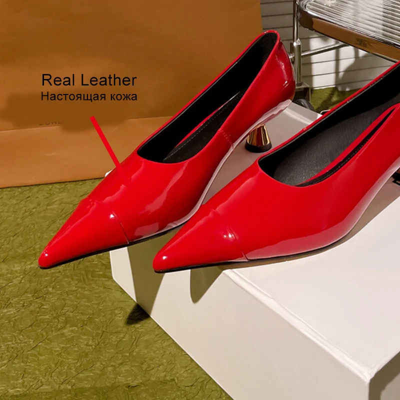 JOZHAMTA Size 34-40 Real Leather Women Pumps Wedding Sexy Pointy High Heels Shoes 2025 Fashion Flats Office Lady Elegant Dressy