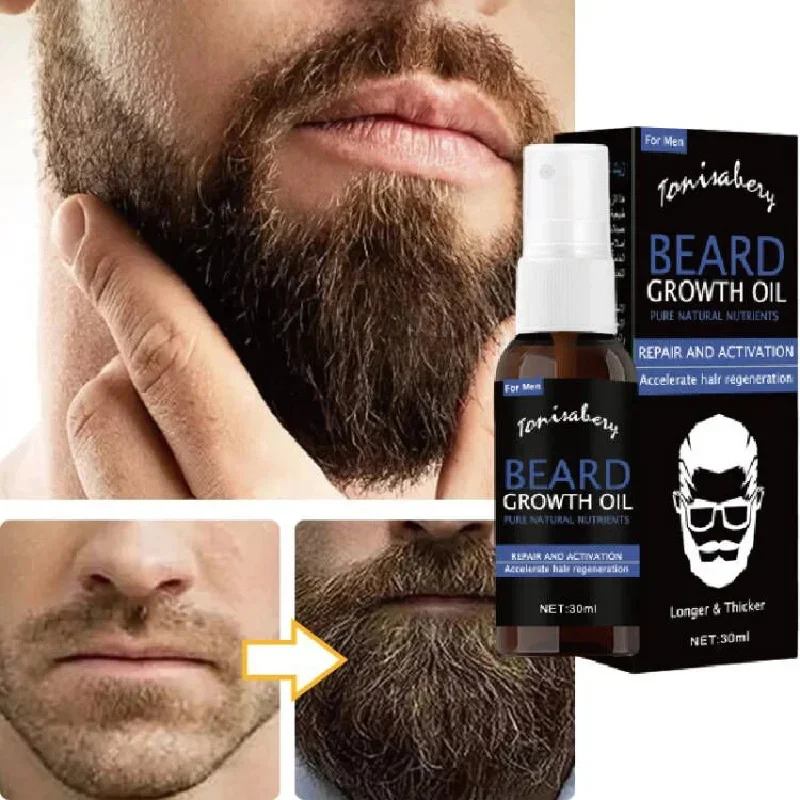Beard Growth Serum Spray Fast Styling Hair Growing Essential Oil Thicker Longer Fuller Beard Softening Moisturizing Beard Liquid