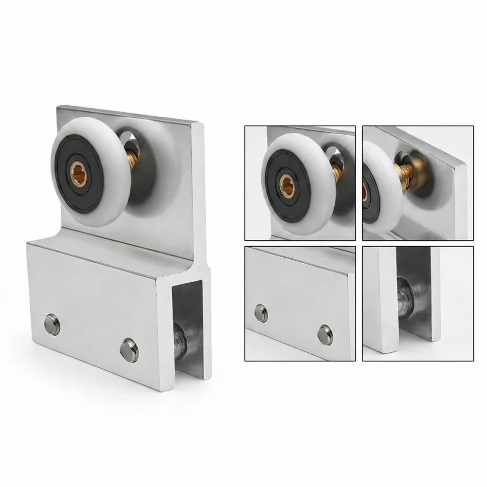 For Frameless Glass Shower Door Roller Set 4 pcs Aluminum Alloy with Precision 3/4 inch Ball Bearings and Mount Slots