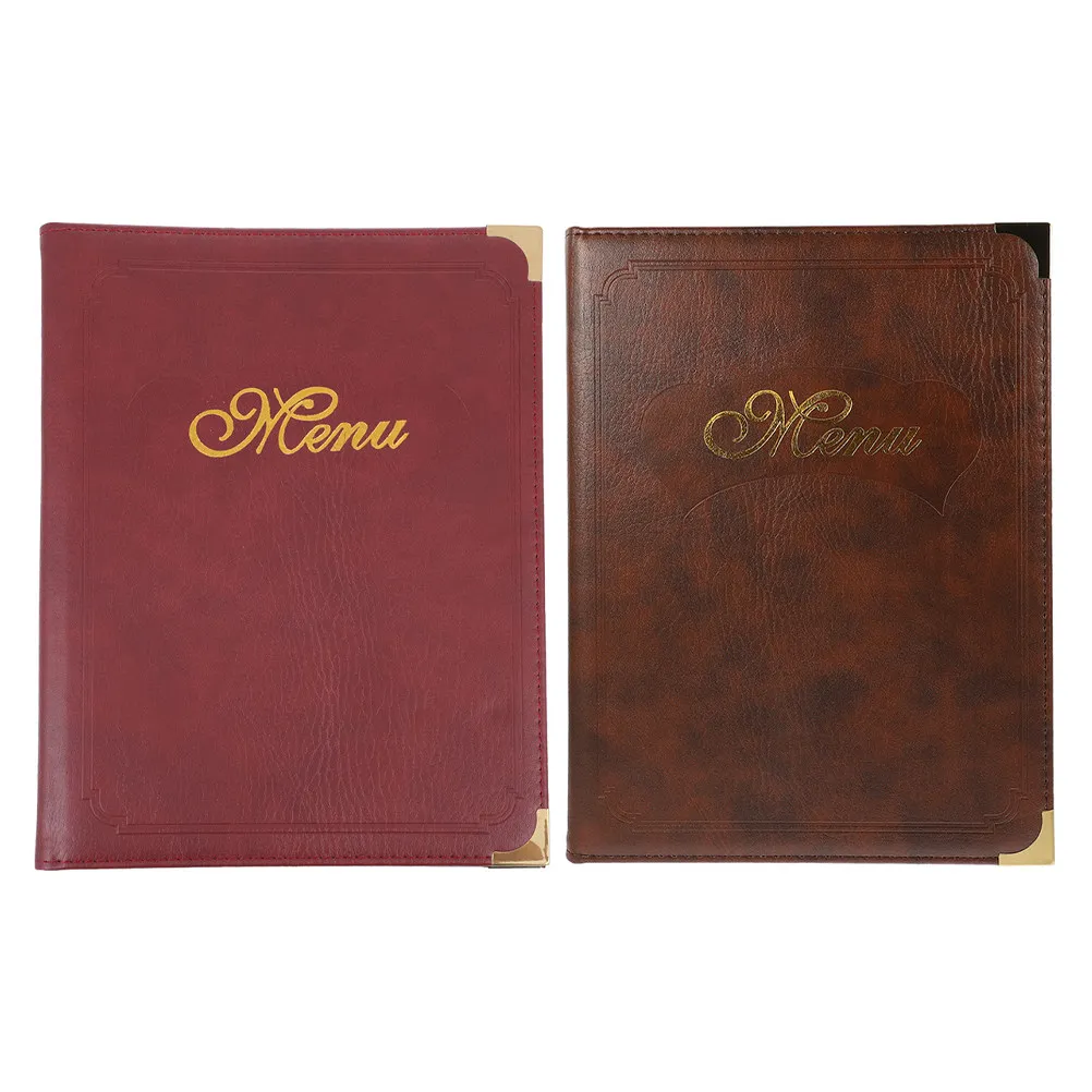 

2Pcs Exquisite Menu Book A4 Size Meal Menu Folder Restaurant Bar Use PU Cover Easy to Replace Contents
