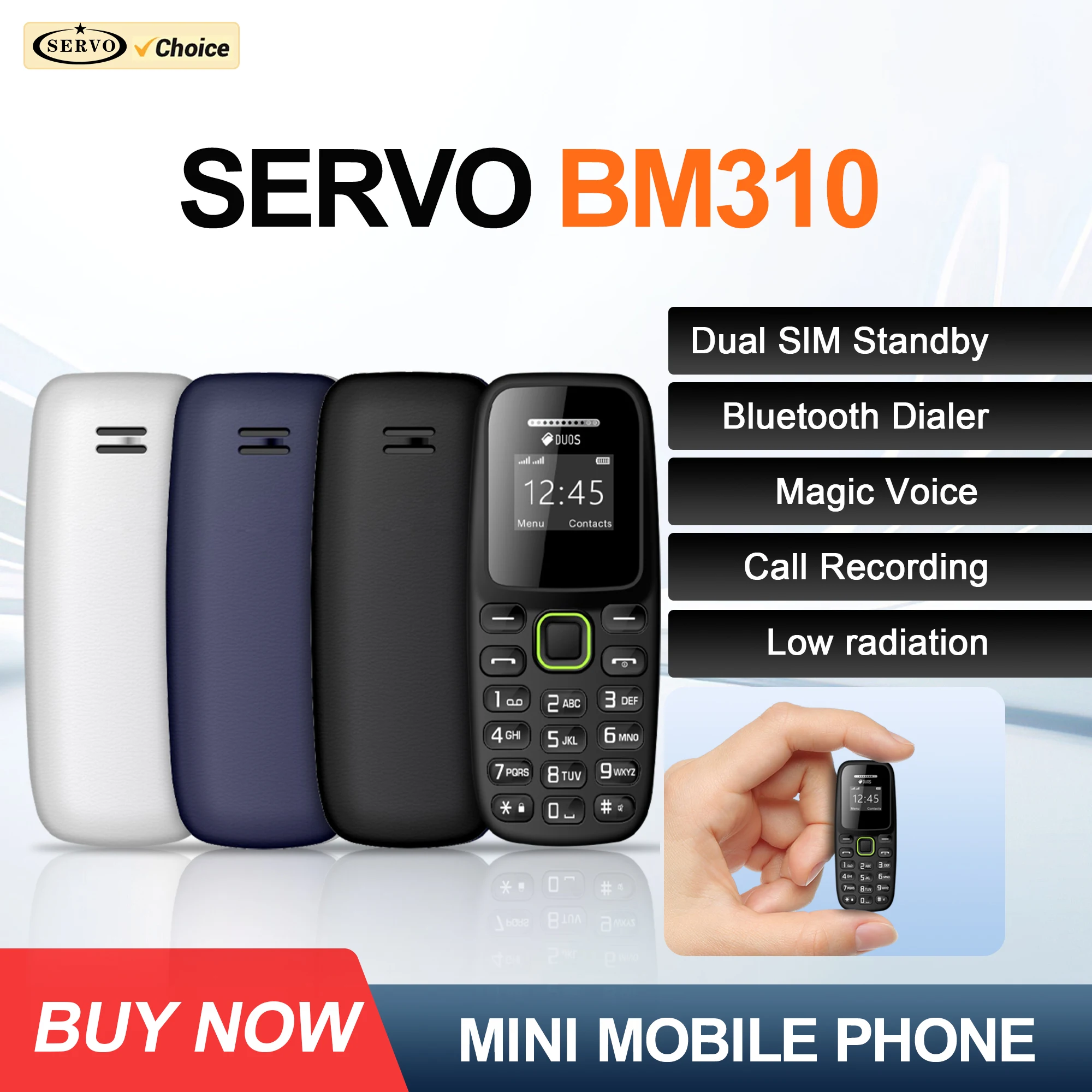 سيرفو BM310 ميزة صغيرة الهاتف المحمول المزدوج سيم الاستعداد تسجيل المكالمات ماجيك صوت القائمة السوداء مشغل MP3 2G الهواتف المحمولة زر صغير
