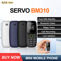 SERVO BM310 Mini Feature Mobile Phone Dual SIM Standby Call Recording Magic Voice Blacklist MP3 Player 2G Tiny Button Cellphones