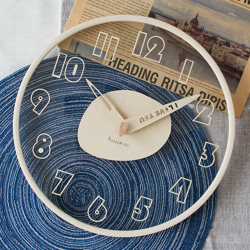 

Современные минималистичные деревянные стеклянные настенные часы с прозрачным лицом, бесшумный механизм развертки в скандинавском стиле, домашний офис, декор для гостиной