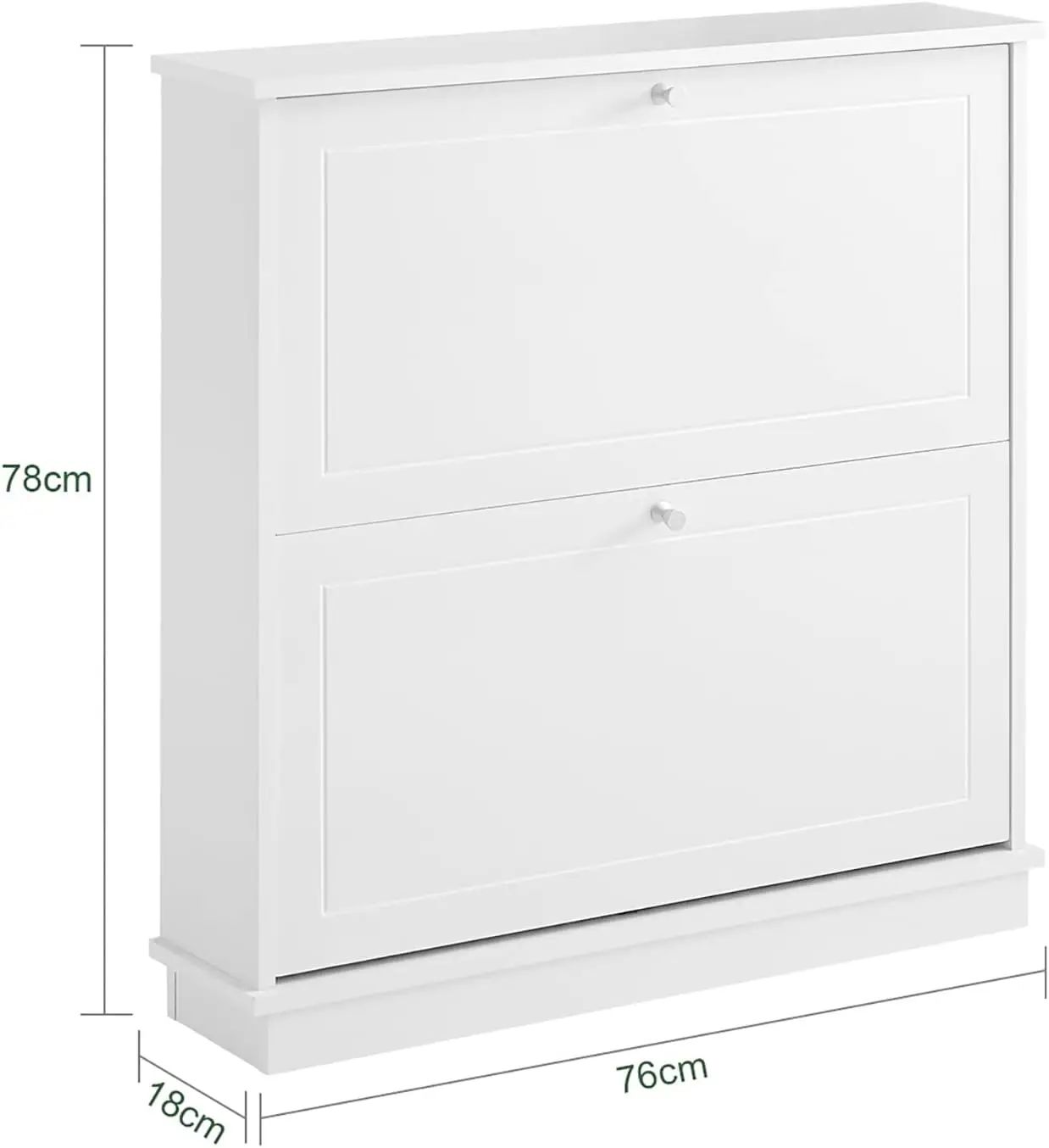 Shoe Cabinet with 2 Flip-Drawers, Freestanding Shoe Rack, Narrow Organiazer, Freestanding Shoe Rack, White,NEW USA