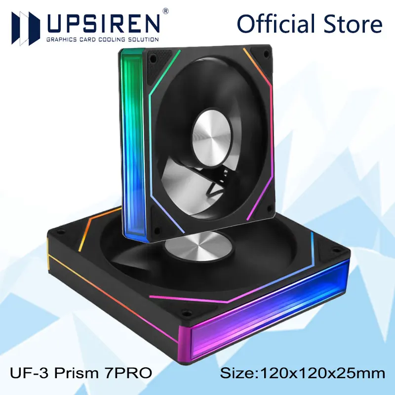 UPSIREN UF-3 Prism 7PRO Computer Case Cooling Fan,Double-sided full lens,12CM ARGB motherboard synchronization，CD pattern axis