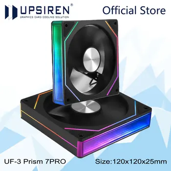 UPSIREN UF-3 Prism 7PRO مروحة تبريد لعلبة الكمبيوتر، عدسة كاملة على الوجهين، مزامنة اللوحة الأم ARGB 12 سم، محور نمط CD