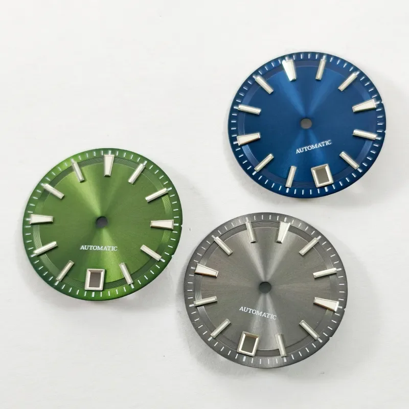 NH35 Sunburst مؤشر الاتصال الأزرق Lume 6 الساعة تناسب NH35 حركة 28.5 ملم إكسسوارات الساعة