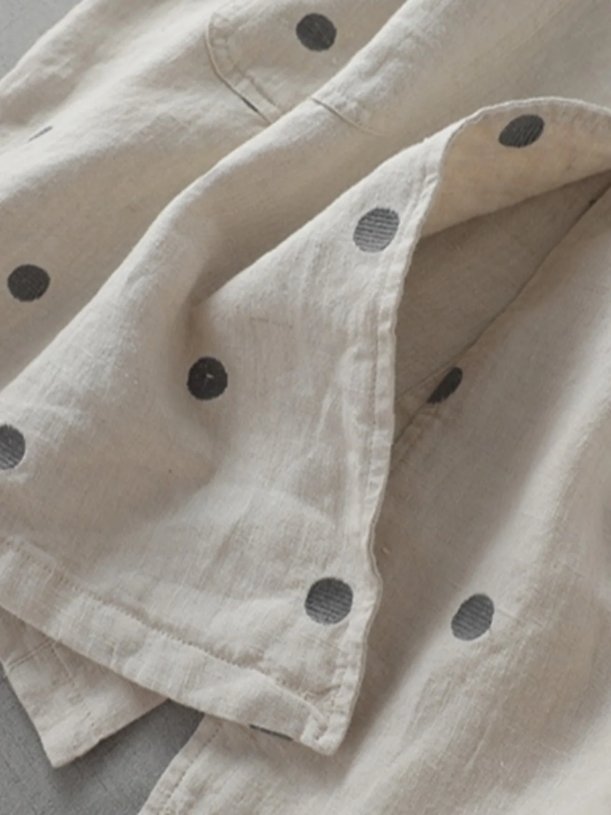 Chaqueta de traje hoada de aodón y lino para mujer, abrigo informal de manga larga con bordado de lunares, longitud media...