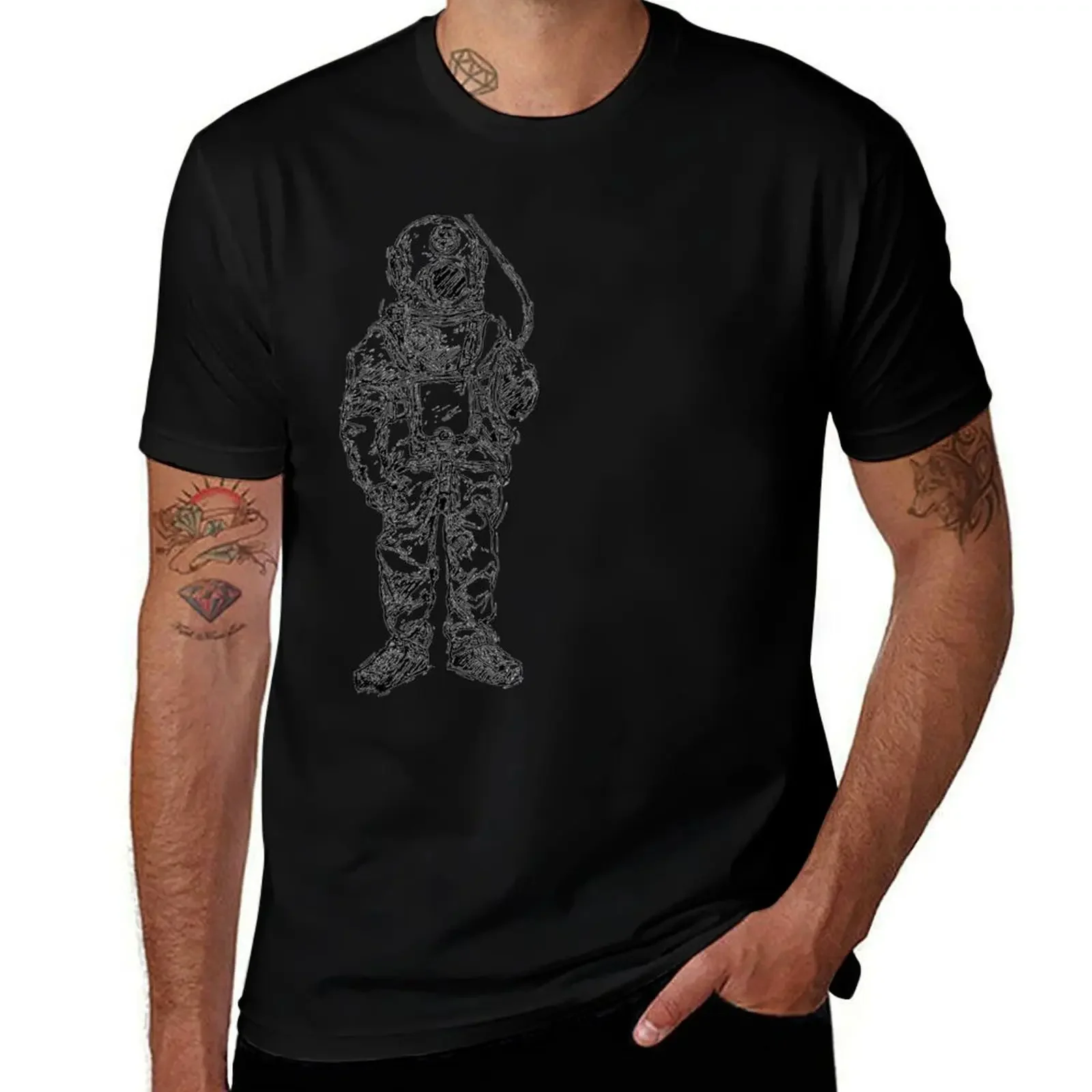 

Antique Old Fashioned Ancient Scuba Diver Dry Suit T-Shirt summer top oversized graphic tee heavyweights t shirt men