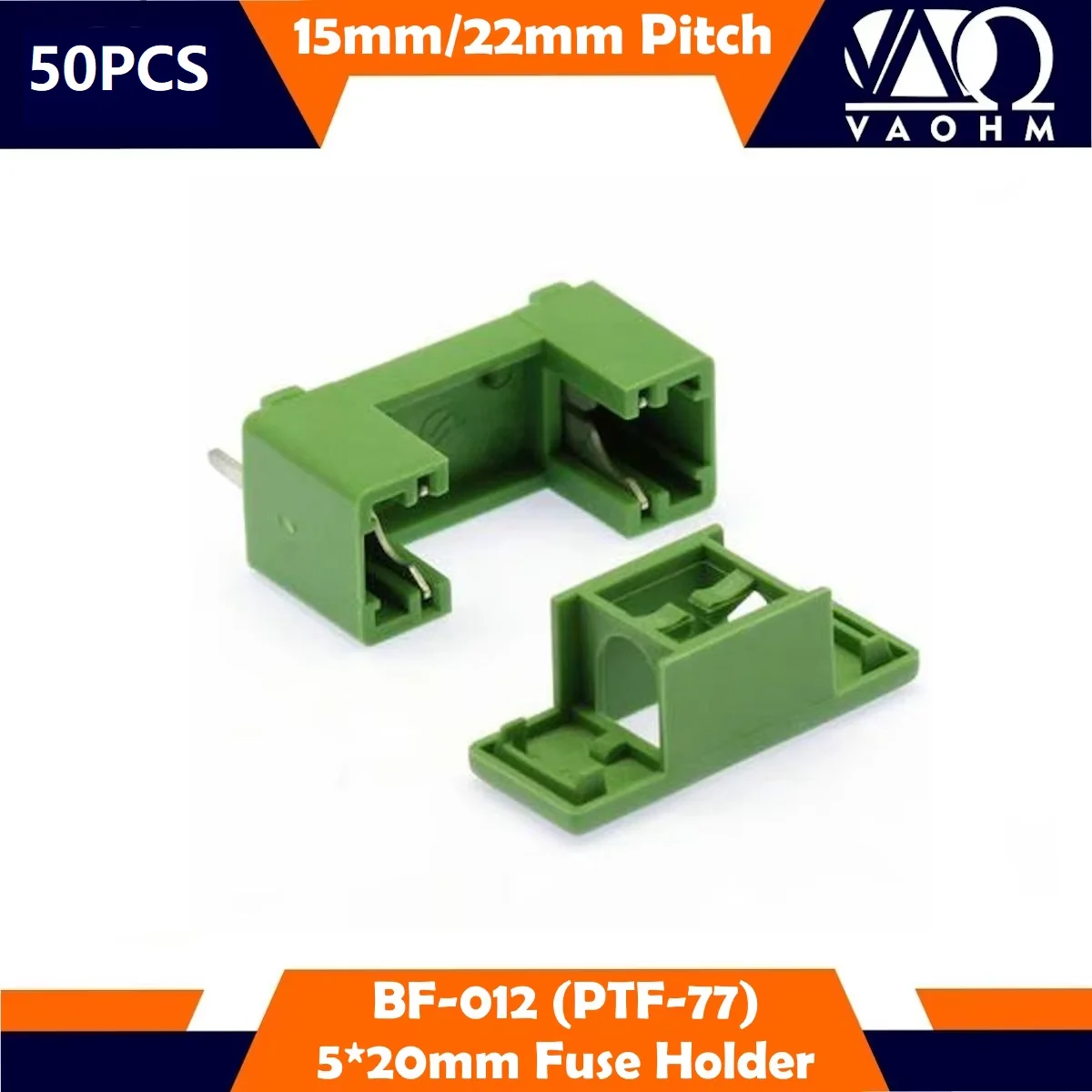 50PCS PTF77 BF-012 5x20mm Mini Plastic Glass Fuse Holder PCB Mount 15mm 22mm Pitch Compact Size