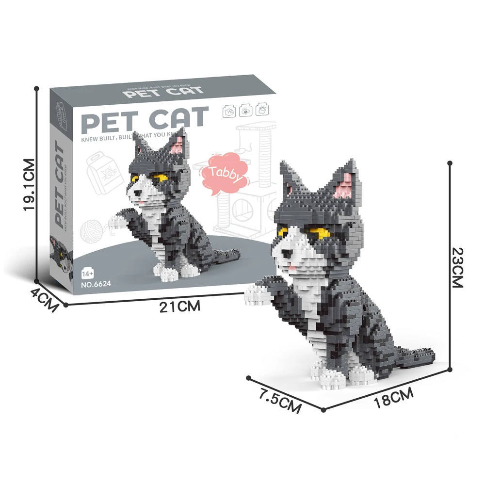 Set De Construction Chat Magique 1128 Pièces – Blocs DIY Animaux, Maquette 3D Réaliste, Cadeau Enfant 9 Ans Et Adultes