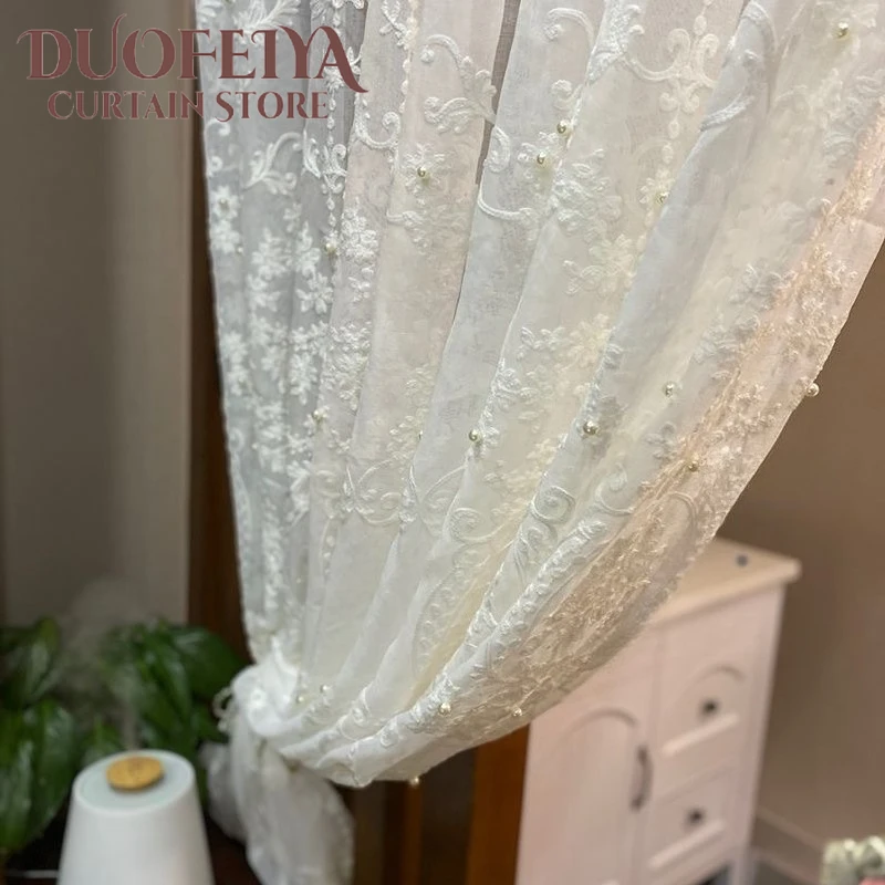 

Embroidered Fabric Light Luxury Small American Style High-end European Style Window Fabric Curtain for Living Room and Bedroom