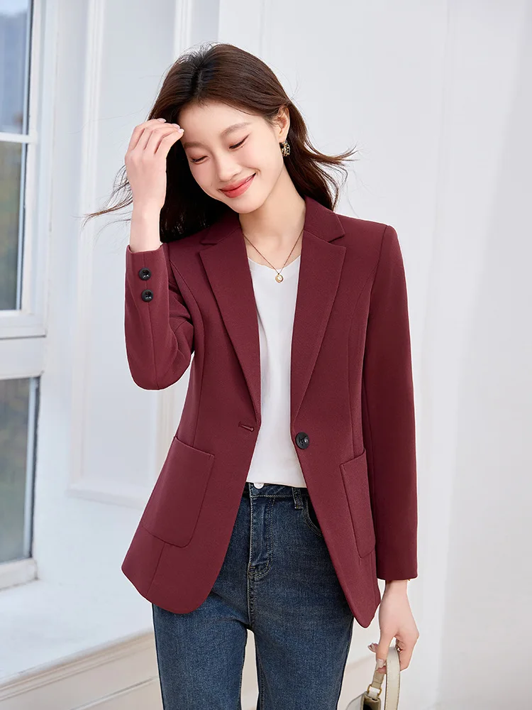 New Office Ladies Blazer Women Jacket Long Sleeve Single Button Female Business Work Wear Slim Formal Coat Outerwear Tops