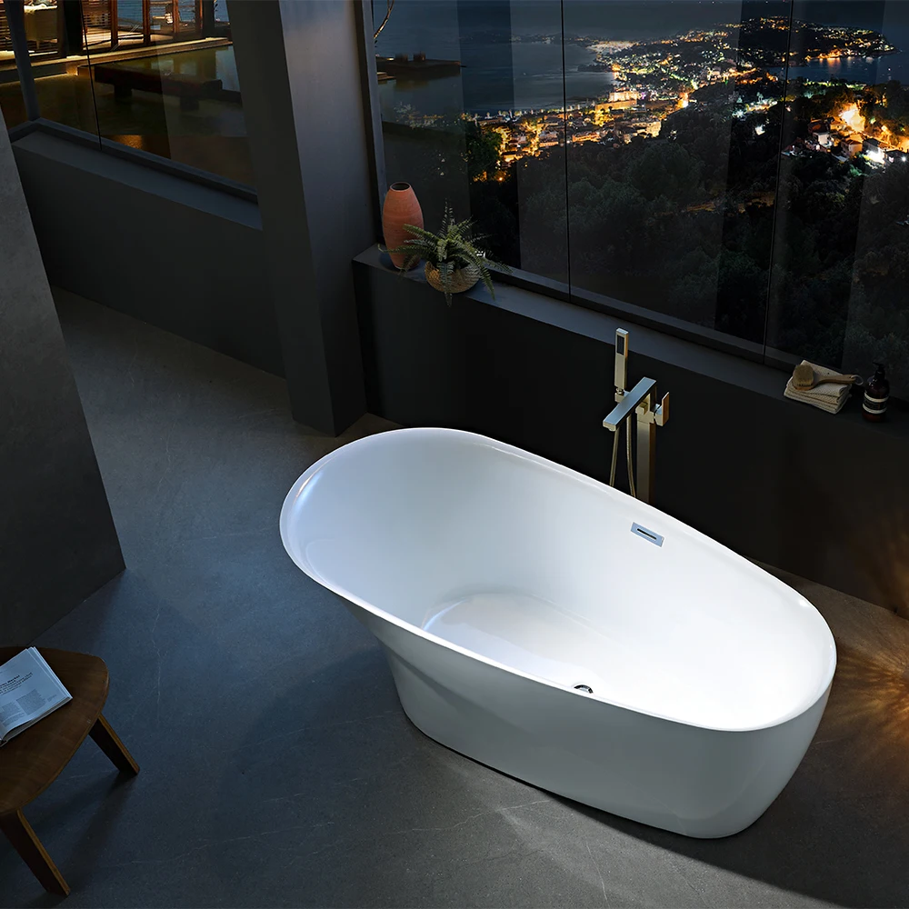 

Luxury Fancy Design White Acrylic Tub Hotel Design Freestanding Bathtub