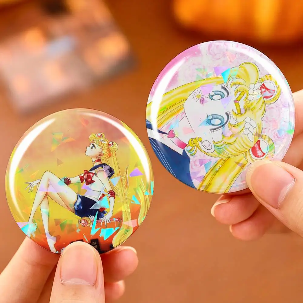 Magical Girl Anime S-Sailor Moon Custom Tinplate Round Button Badges Pins Brooches for Clothes Backpack