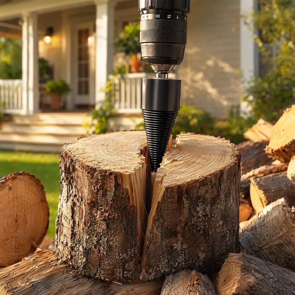 Robust 32/42/50MM Firewood Log Splitter Drill Bit, Hex Round Shank Handle, Tough Electric Hammer Splitting Bit for Kindling view 3