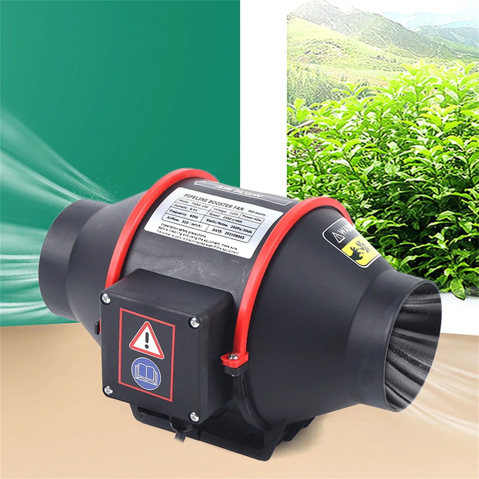 

Duct Fan, 40W Motor, 182CFM, 2600r/min Speed, Compact, Easy Installation, Ideal for Home Ventilation