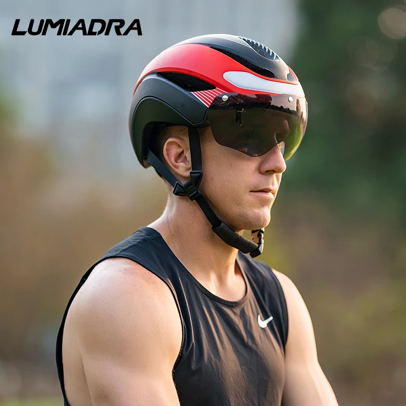 

Adult Bike Helmets with Magnetic Goggles Visor Rechargeable LED Light Night Cycling Helmet Safety MTB Breathable Bicycle Helmet