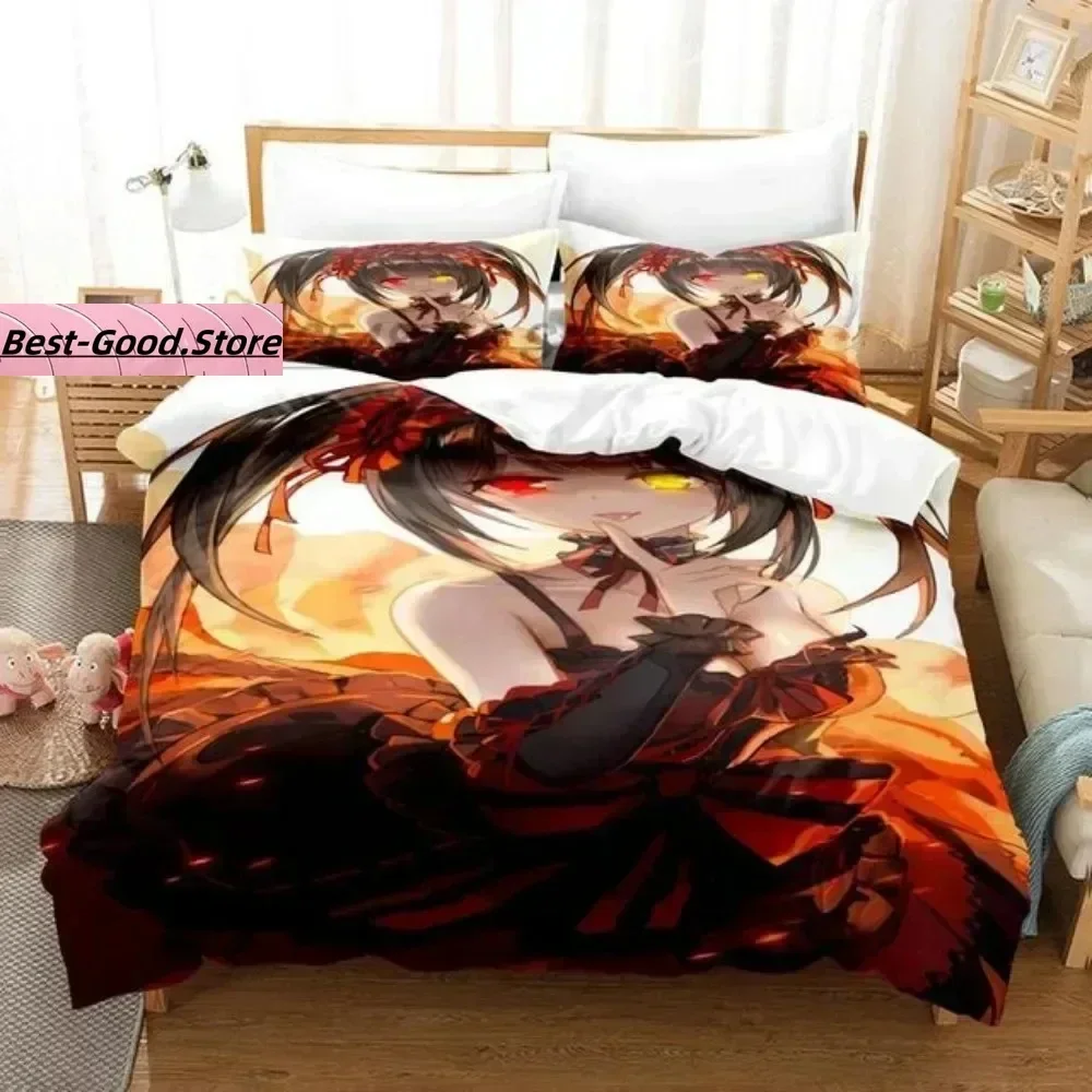 Anime Date A Live Kurumi Tokisaki Printed Bed Set Duvet Cover Pillowcase Bedding Set Bed Linen Sheet Quilt Cover Queen King Size