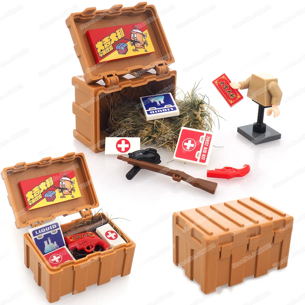 Jedi Survival Boxs Building Block Moc Soldier Figures Treat Bag Camouflage Clothes Weapons WW2 Supply Model Child Gifts Boy Toys