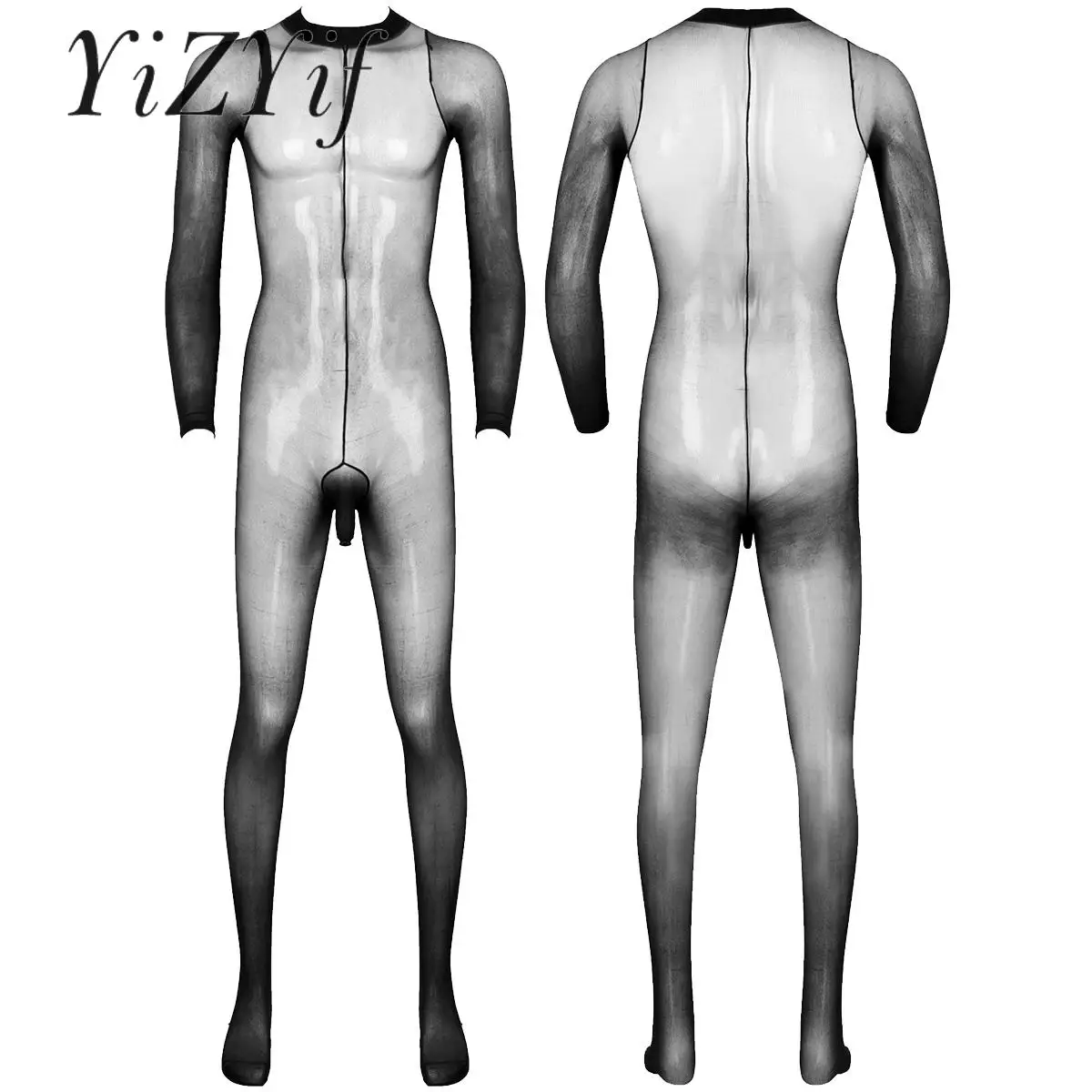 

Male Sissy Underwear Theme Party Costume Tights Bodysuit Stretchy Lingerie Full Long Bodystocking Pantyhose See Through