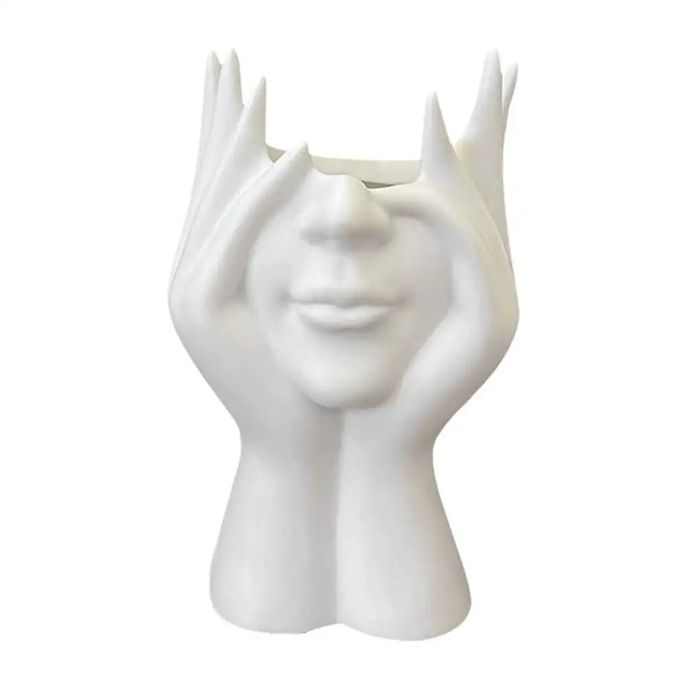 Gesichtsförmige Aufbewahrungsfigur, Nordischer Stil Hochwertige Kreative Vase, Schreibtisch-Aufbewahrung Stifthalter Make-up Pinselhalter Dekoration