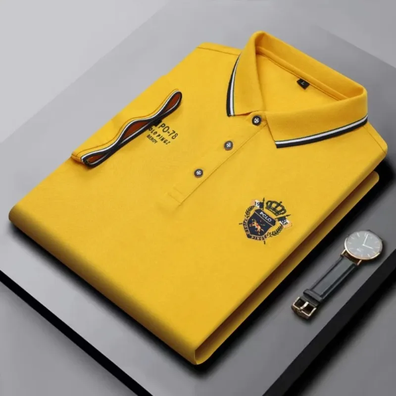 New Mens Embroidered Polo Shirts Summer Short Sleeve Shirt Luxury Top Lapel Streetwear Men Breathable Lightweight T Shirt Homme