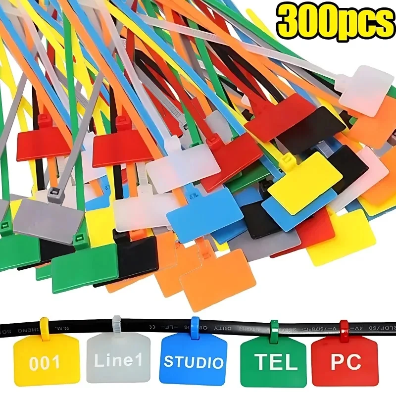 Fascetta fermacavo in Nylon di plastica con etichetta per pennarelli cavi autobloccanti multifunzione avvolge cinghie di fissaggio organizzatori per